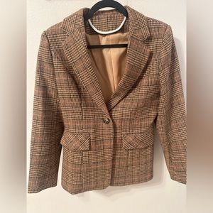Women's Notch Lapel 2 Button Boyfriend Blazer Suit Houndstooth Plaid Jacket Coat